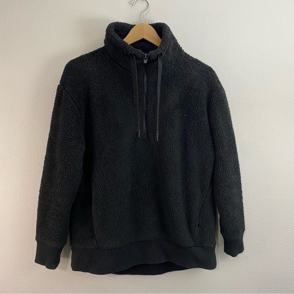 Athleta Talus Black‎ Sherpa Half Zip Pullover Sweatshirt Women’s Small